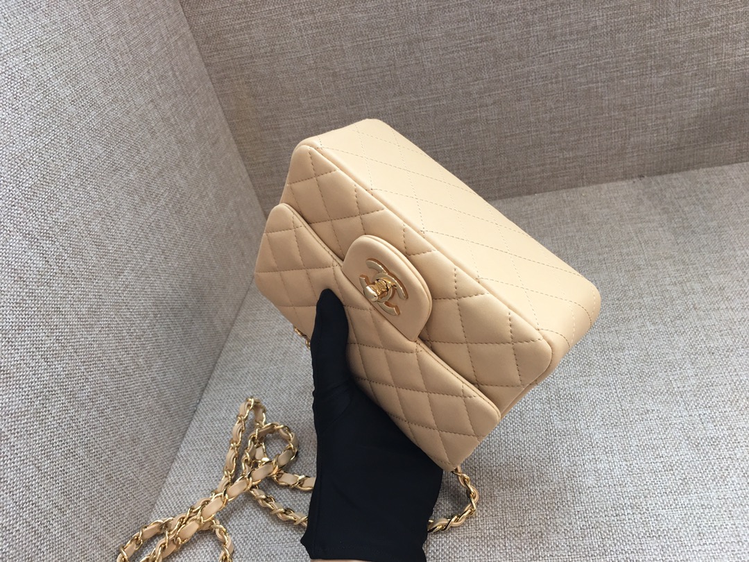 Mini Classic Flap Lambskin Bag A01115 Light Yellow/Gold